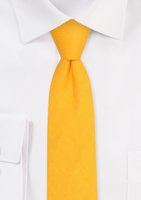 Marigold Linen Tie in Slim Cut Width