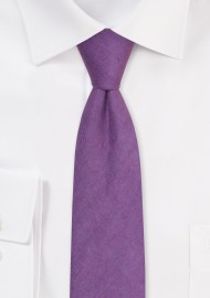 Skinny Linen Necktie in Plum Purple