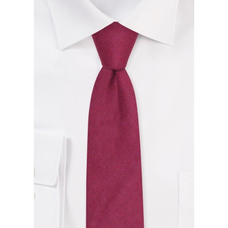 Skinny Linen Necktie in Wine