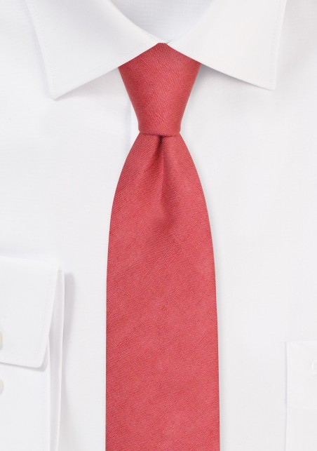 Cedar Rose Colored Linen Necktie in Slim Width