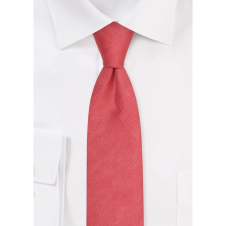 Cedar Rose Colored Linen Necktie in Slim Width