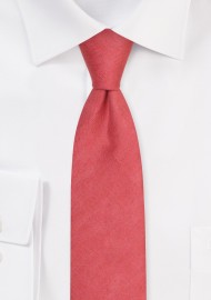 Cedar Rose Colored Linen Necktie in Slim Width
