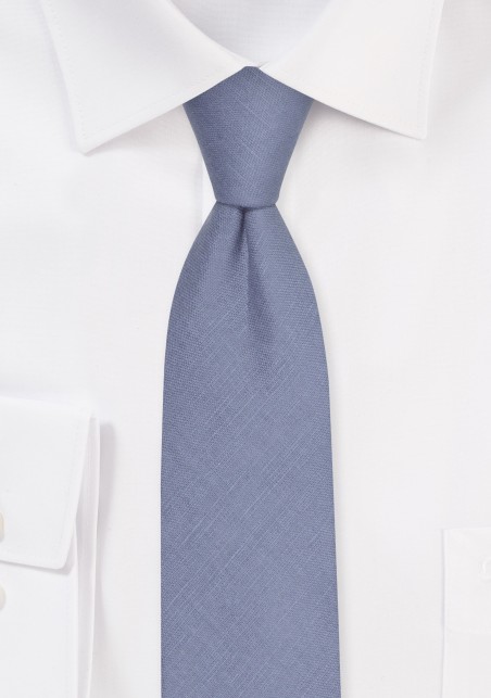 Dusty Blue Skinny Linen Necktie