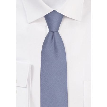 Dusty Blue Skinny Linen Necktie
