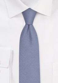 Dusty Blue Skinny Linen Necktie