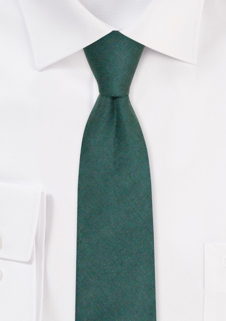 Emerald Linen Tie in Skinny Width