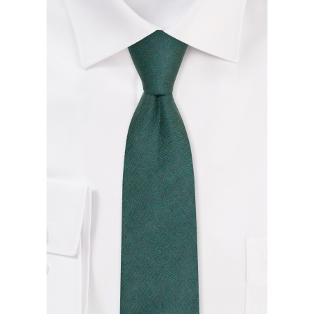 Emerald Linen Tie in Skinny Width
