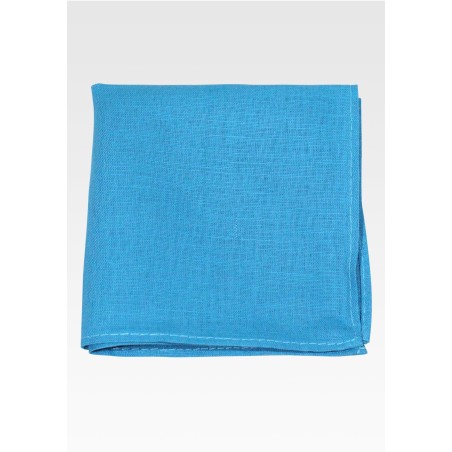 Teal Colored Linen Suit Pocket Square