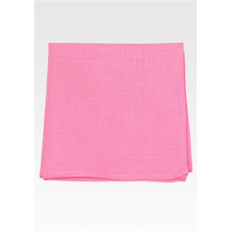Bright Pink Linen Pocket Square | Bon Bon Pink Colored pocket hanky
