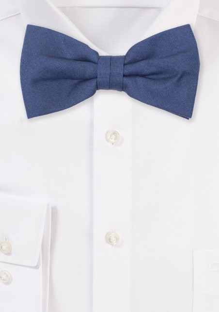 Neptune Blue Linen Bow Tie in Pre-tied Style