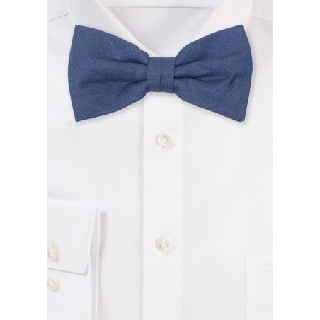 Neptune Blue Linen Bow Tie in Pre-tied Style