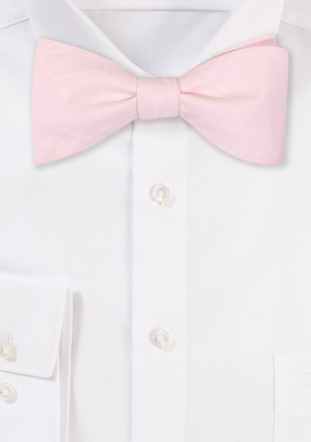 Solid Color Linen Bow Tie in Petal Pink