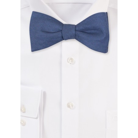 Neptune Blue Linen Bow Tie for Men in Self-Tie Style