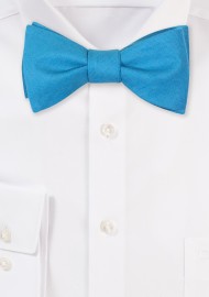 Teal Colored Linen Bow Tie in Self-Tie