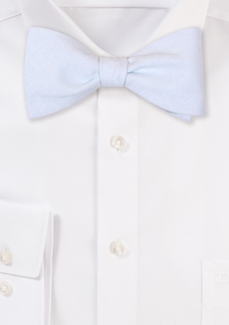 Mens Linen Bowtie in Mist Blue and Self-Tie Bow Tie Style
