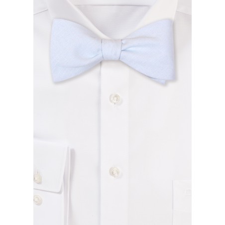 Mens Linen Bowtie in Mist Blue and Self-Tie Bow Tie Style