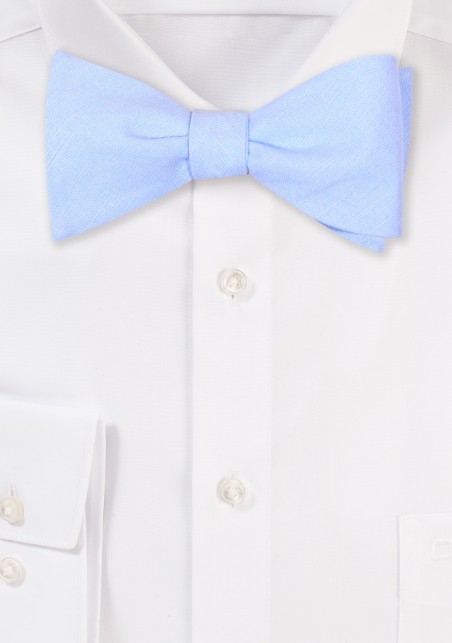 Light Sky Blue Self Tied Linen Bow Tie