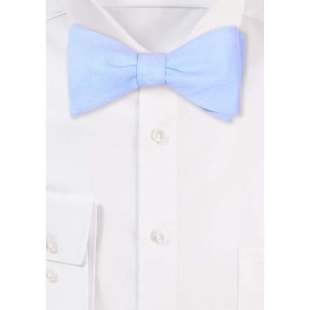Light Sky Blue Self Tied Linen Bow Tie