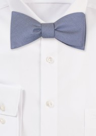 Dusty Blue Colored Linen Bow Tie Self-Tied