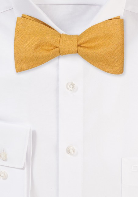 Butterscotch Golden Linen Bowtie in Self-tie Bow Tie Style