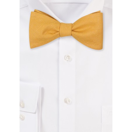 Butterscotch Golden Linen Bowtie in Self-tie Bow Tie Style