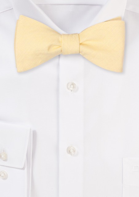 Lemon Sorbet Yellow Linen Bowtie in Self Tie Bow Tie Style