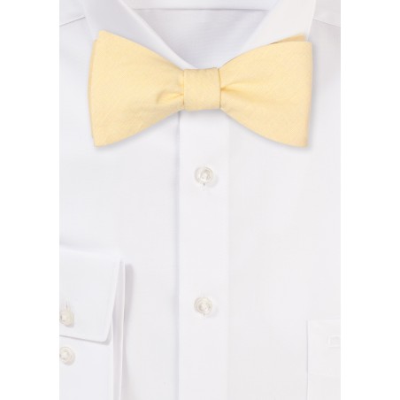Lemon Sorbet Yellow Linen Bowtie in Self Tie Bow Tie Style