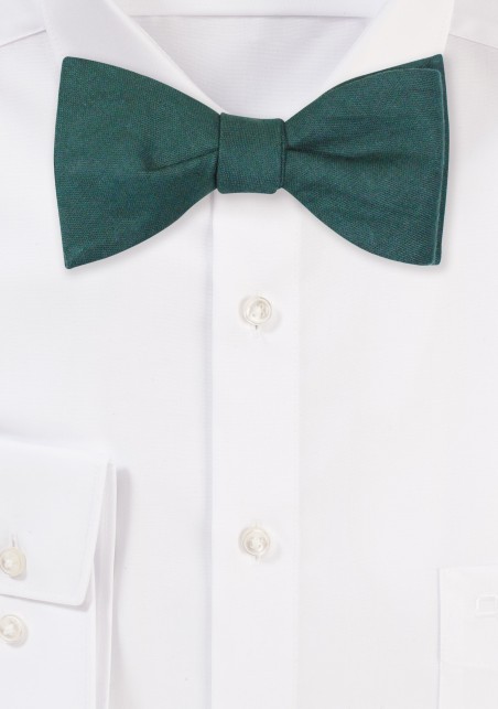 Emerald Green Self Tie Bow Tie in Matte Linen