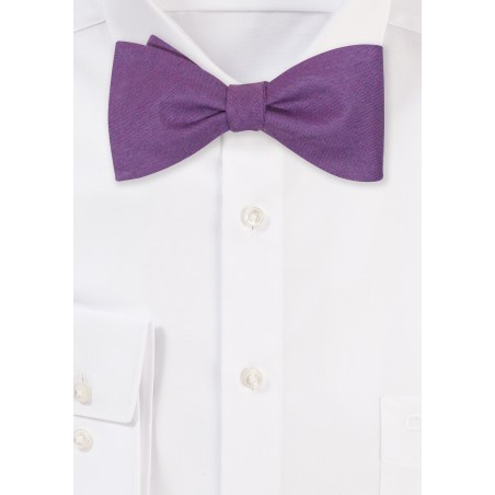Plum Linen Bowtie in Self Tie