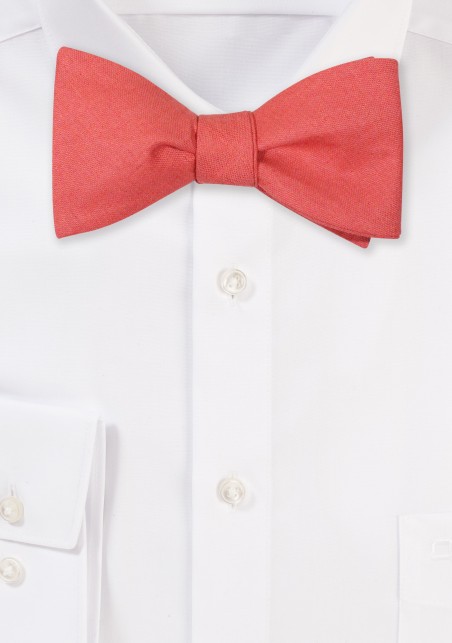 Sienna Orange Brown Linen Bow Tie in Self Tie