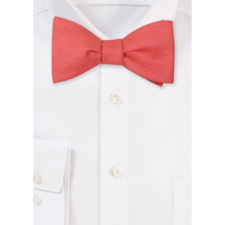 Sienna Orange Brown Linen Bow Tie in Self Tie