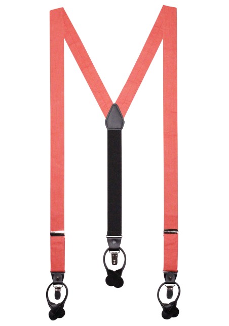 Mens Linen Suspenders in Sienna Orange