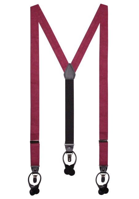 Mens Linen Suspenders in Wine Red