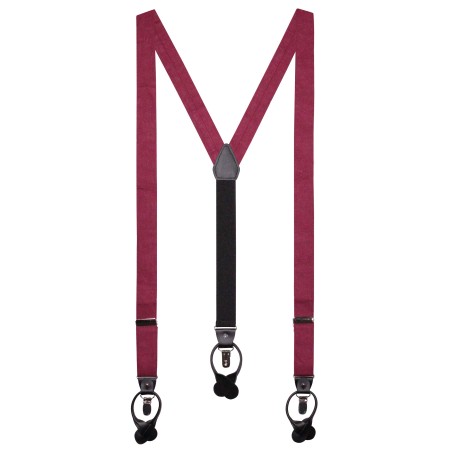 Mens Linen Suspenders in Wine Red