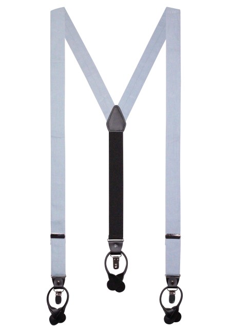 Wedding Linen Suspenders in Moody Blue