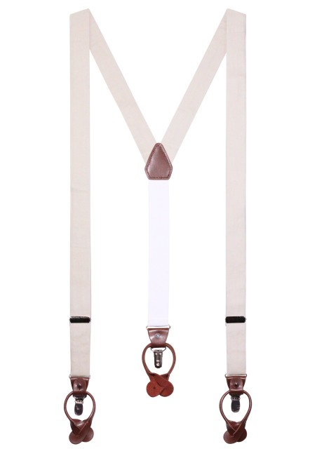Wedding Linen Suspenders in White Alabaster