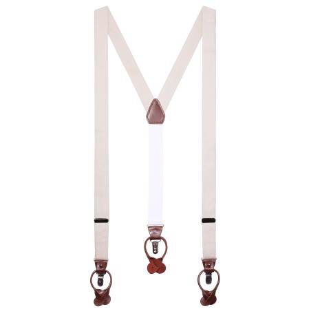 Wedding Linen Suspenders in White Alabaster