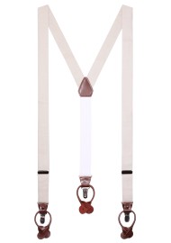 Wedding Linen Suspenders in White Alabaster