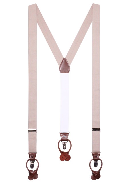 Wedding Linen Suspenders in Almond