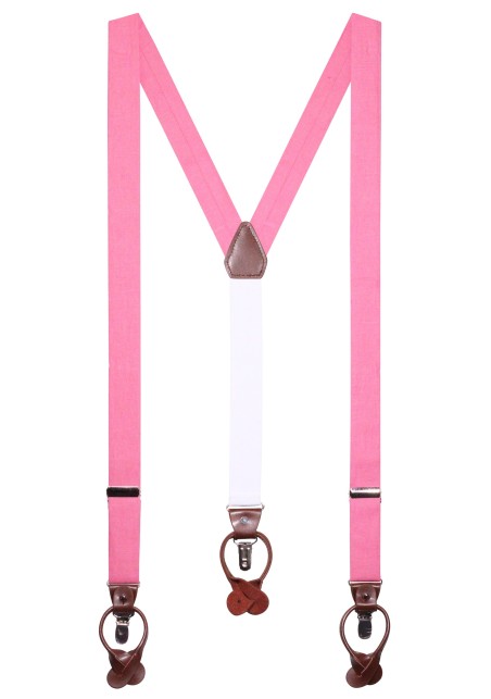 Wedding Linen Suspenders in Bon Bon Pink