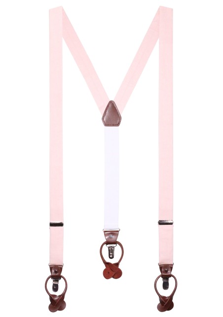 Linen Fabric Men's Dress Suspenders in Petal Pink