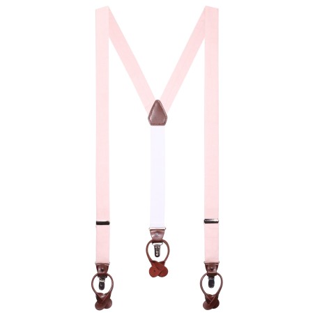 Linen Fabric Men's Dress Suspenders in Petal Pink