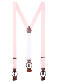 Linen Fabric Men's Dress Suspenders in Petal Pink