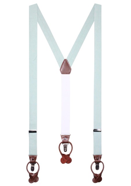 Mens Linen Suspenders in Agave