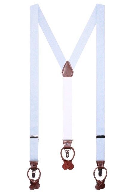 Wedding Linen Suspenders in Mist Blue