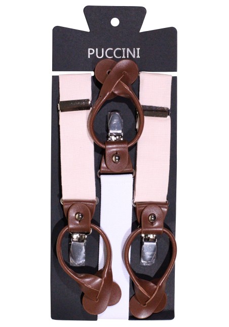 Linen Fabric Men's Dress Suspenders in Petal Pink