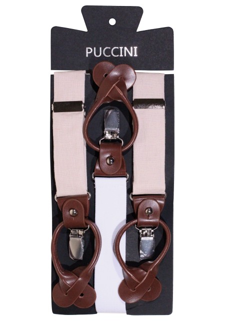 Wedding Linen Suspenders in Almond