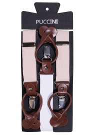 Wedding Linen Suspenders in Almond