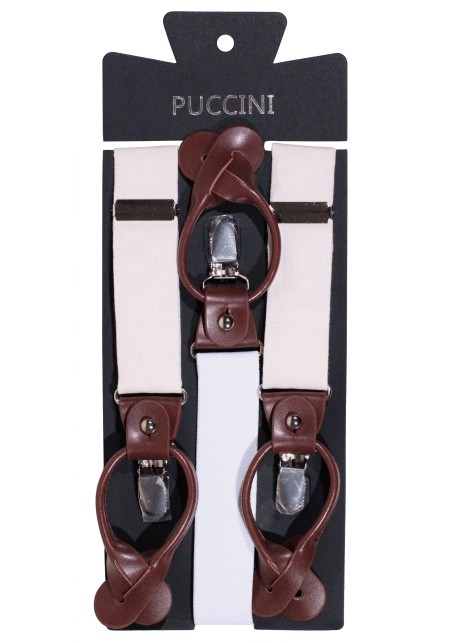 Wedding Linen Suspenders in White Alabaster