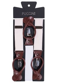 Wedding Linen Suspenders in White Alabaster